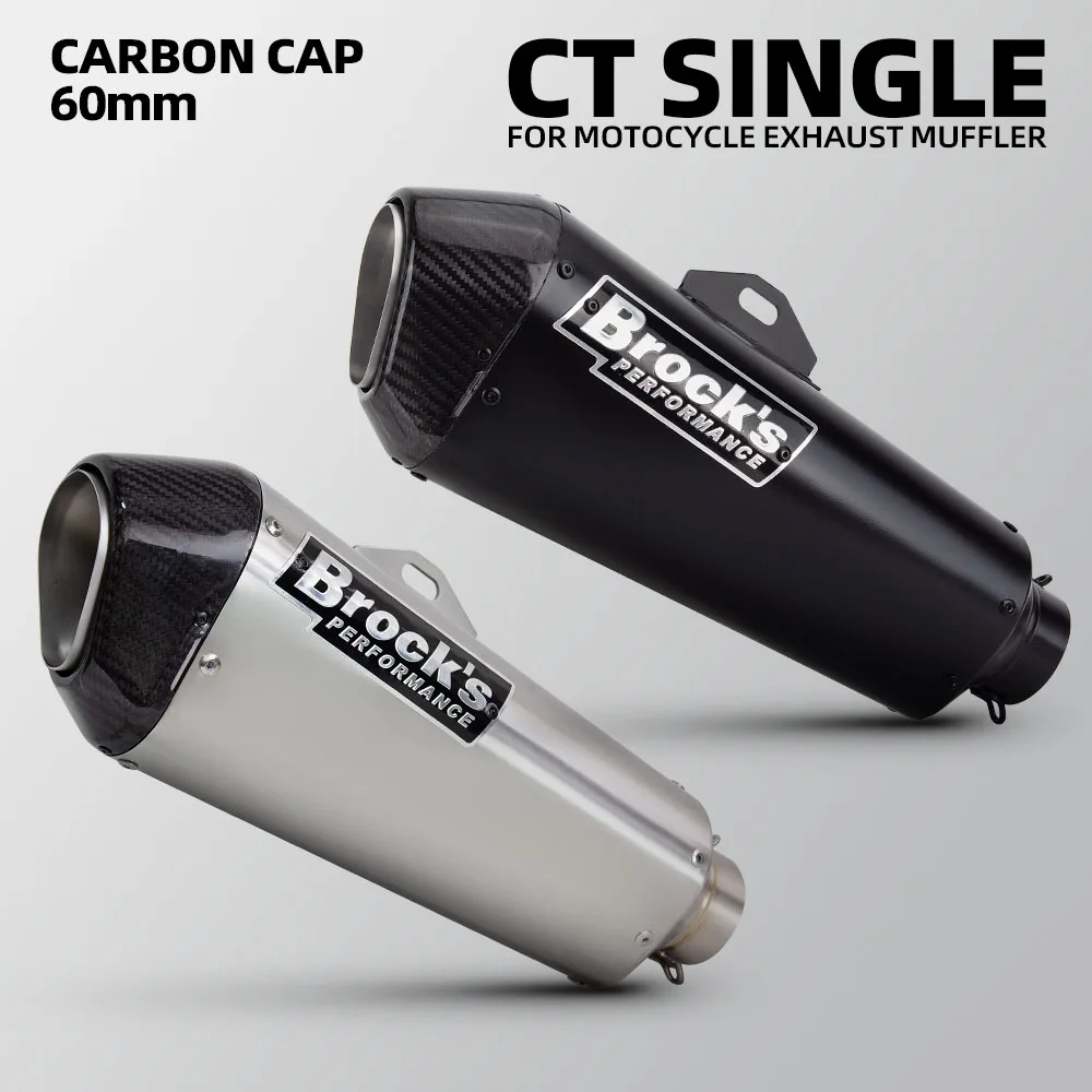 Brocks CT SINGLE Exhaust Universal Motorcycle 60mm Muffler for GSXR1000R CBR1000RR R1 MT10 ZX10R Z900 CBR650R 765RS S1000RR RSV4