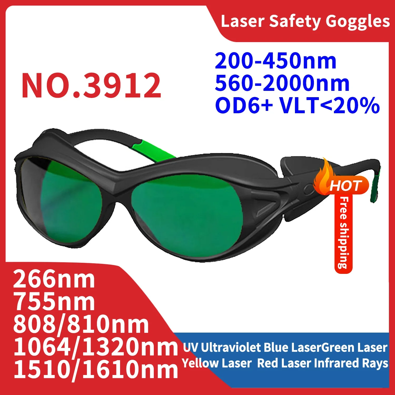 Laser Goggles Safety Glasses Work Labor lentes de seguridad industriales Welding Beauty Hair Removal IPL IR Protective Eyewear