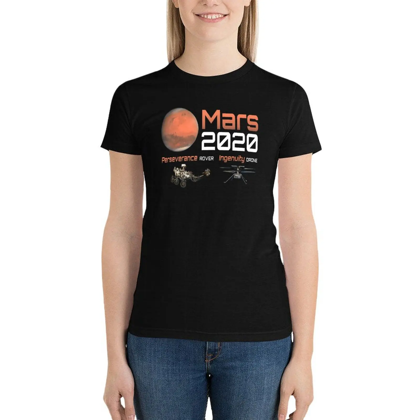 

Mars 2020 Perseverance and Ingenuity T-Shirt female funny graphics summer clothes for Women