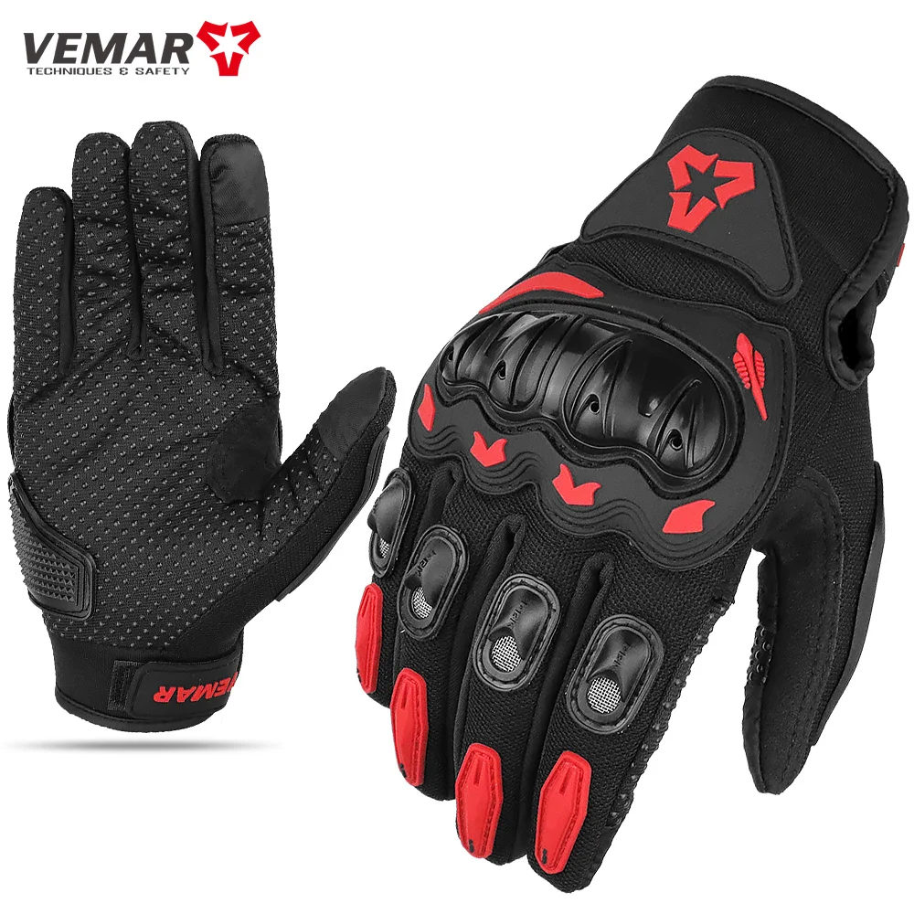 VEMAR Zomer Motorhandschoenen Heren Zwart Volledige Vinger Touchscreen Fietsen ATV MTB Guantes Moto Luvas Fietshandschoen Dames Rood