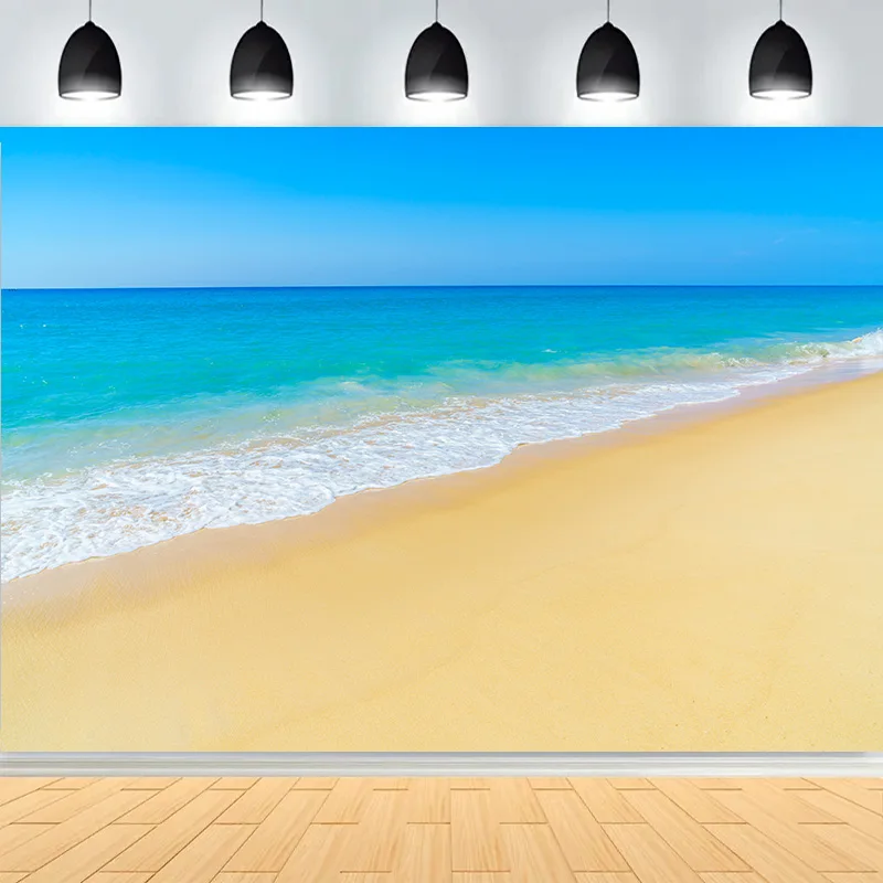 Blue Sea Waves Beach Coastline Photography Background  Sea  Breeze Sunset Glow Seagulls Sunlight Photo Studio Backdrops DW-13