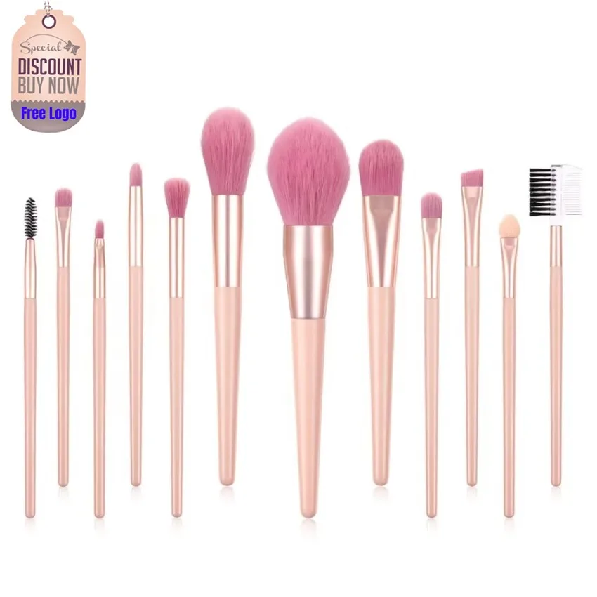 

Private Label 7pcs/set Pink Makeup Brush Kit Super Soft Fluffy Full Set Makeup Tools for Foundation Brush Multi-Type Brush Bulk