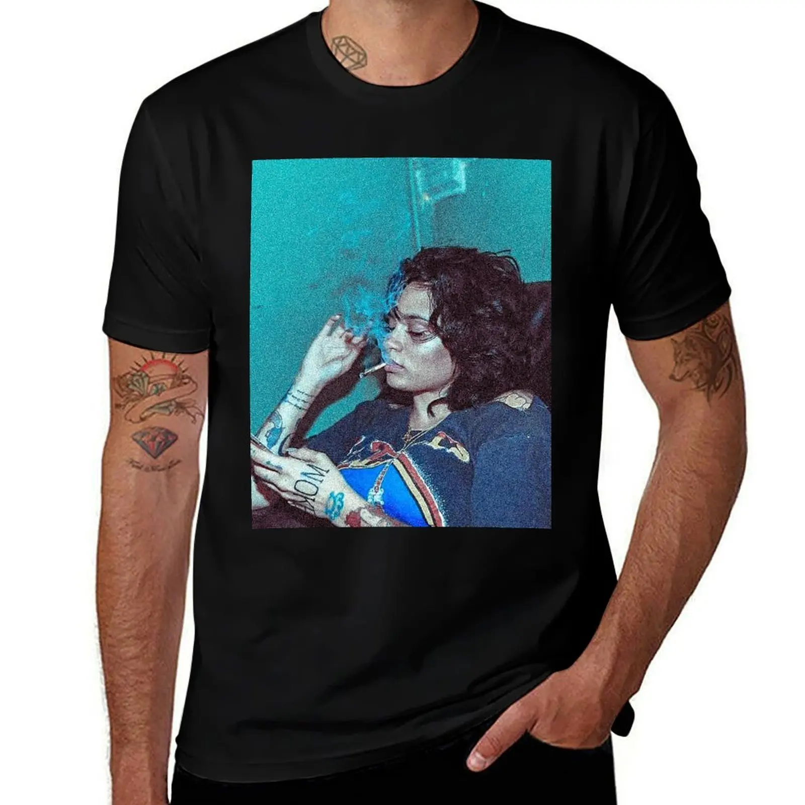 التدخين تي شيرت تي شيرت طباعة القمصان مصمم تي شيرت مخصص القطن Kehlani الثقيلة قميص رجل t