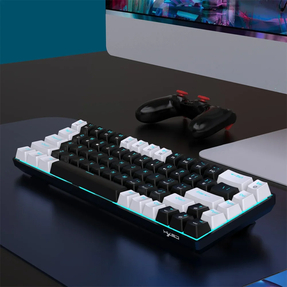 Mechanical Gaming Keyboard LED Backlit Compact 68 Keys Mini Wired Office Keyboard For Laptop PC Gamer