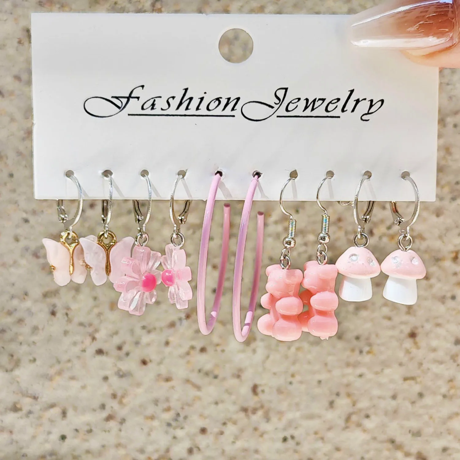 10pcs Resin Animal Pendant Earrings: Sweet and Artistic Floral Butterfly Milk Tea Design