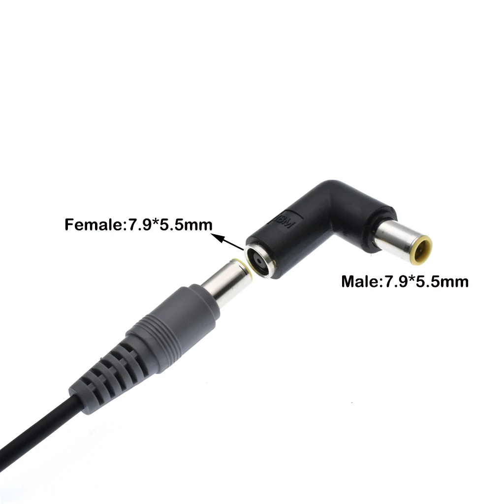 Laptop DC Plug 7.9x5.5mm female to 7.9 x 5.5mm male DC Power Connector Adapter Laptop 90 Degrees Charging Plug for ThinkPad