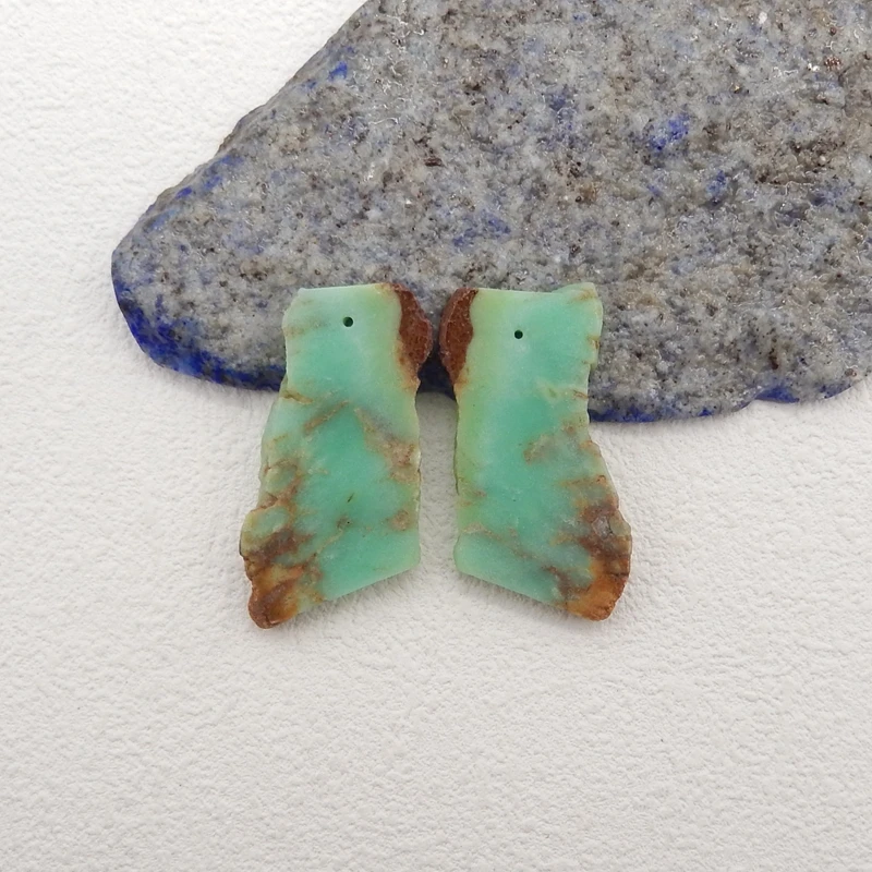 Natural Stone Chrysoprase Earring Beads,Fashion Jewelry DIY Gemstone Earrings Accessories For Women 35x19x4mm 9g