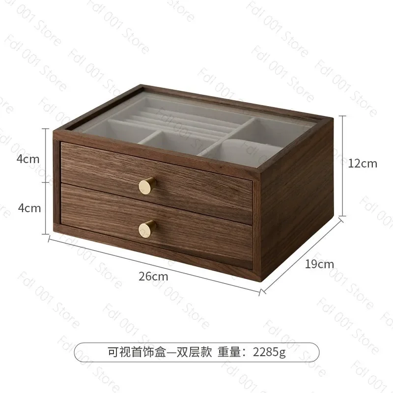Vintage Wooden Jewelry Box Multi‑Tier Drawer Organizer for Earring Necklace Storage Wedding Gift