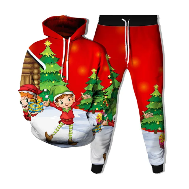 3D Christmas Printed Hoodie + Pants Suit Cool Men/Women 2 Pcs Sportwear Tracksuit Set Autumn and Winter Men's Clothing