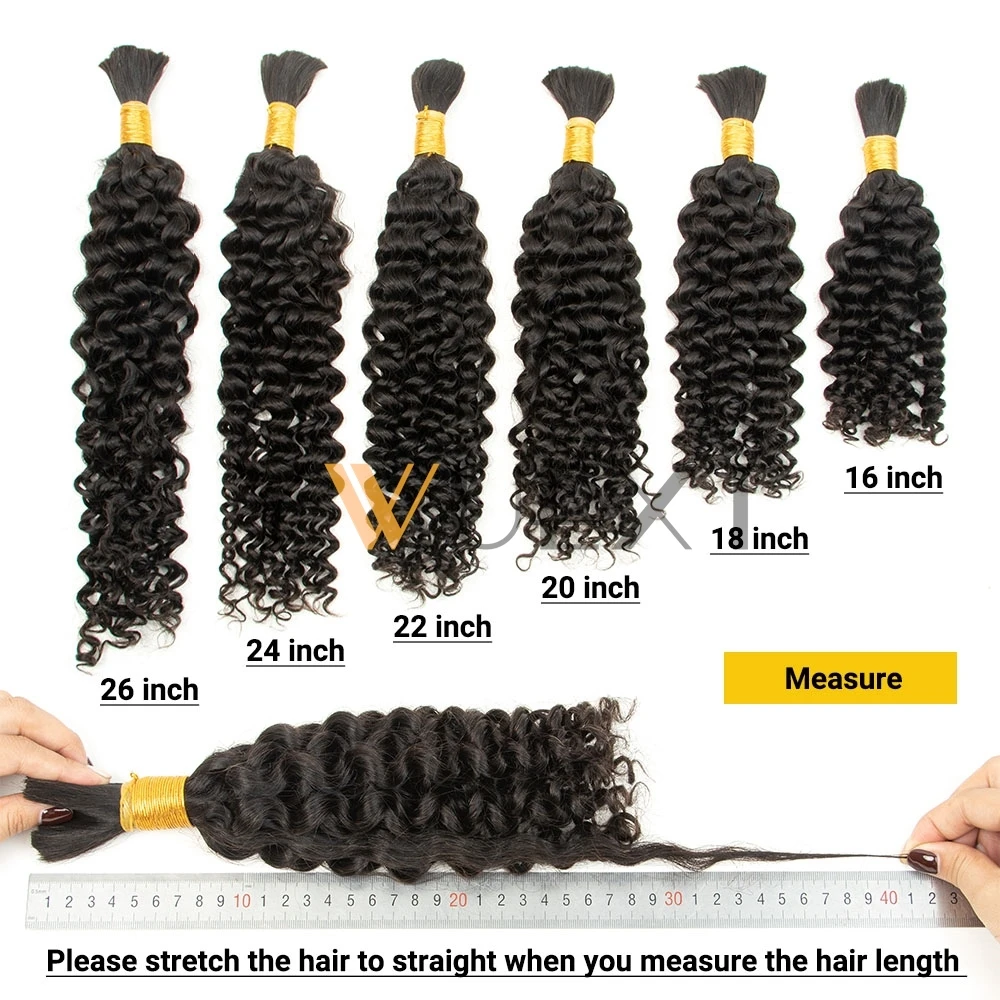 YWUEXT cabello humano ondulado profundo a granel para trenzar Borgoña sin trama extensiones de cabello humano mujeres trenzas bohemias cabello trenzado 14 ''-24''