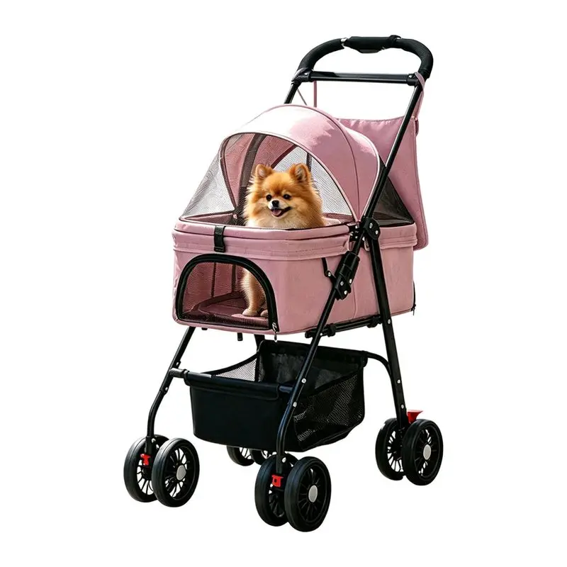 Pet Cart Portable Folding Lightweight Cat Cart Portable Tie Rod Bag Dogs Can Be Pushed or Pulled To Walk Dogs When They Go Out