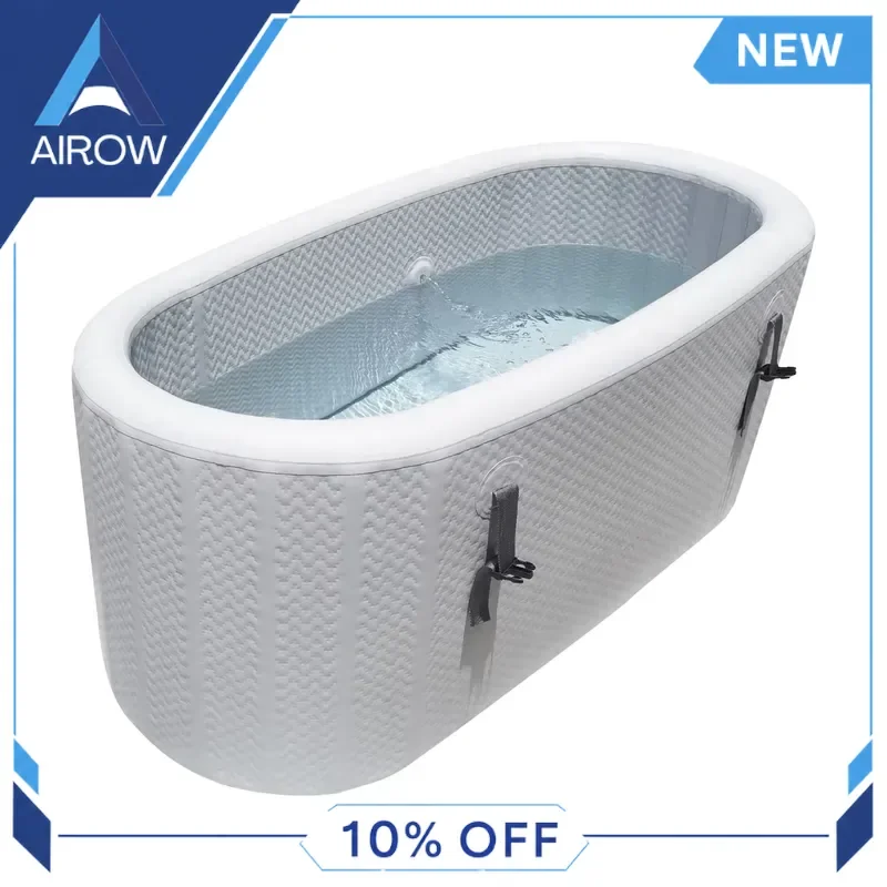 for Custom Grey Drop Stitch Inflatable Ice Bath Tub Portable Cold Plunge Pool for Athletes Muscle Recovery Home Gym Use