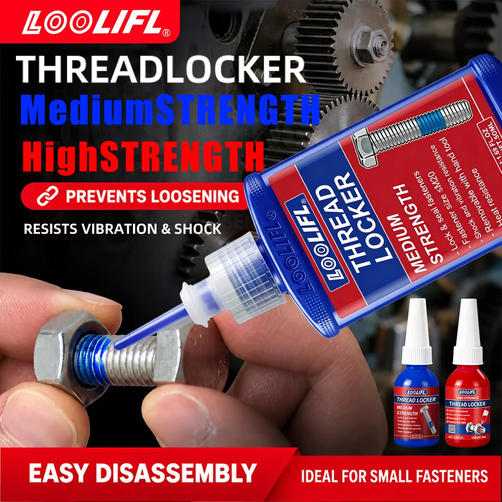 50G Medium Strength ThreadLocker Screw Sealant Removable Anti-loosening Oil Resistant Thread Locking Glue for Bolt Nut Fastener
