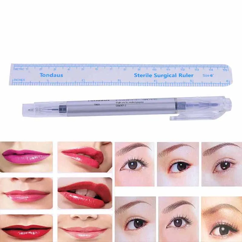 

Pro Surgical Skin Marker Pen Ruler Scribe Tool Tattoo Piercing Permanent Makeup