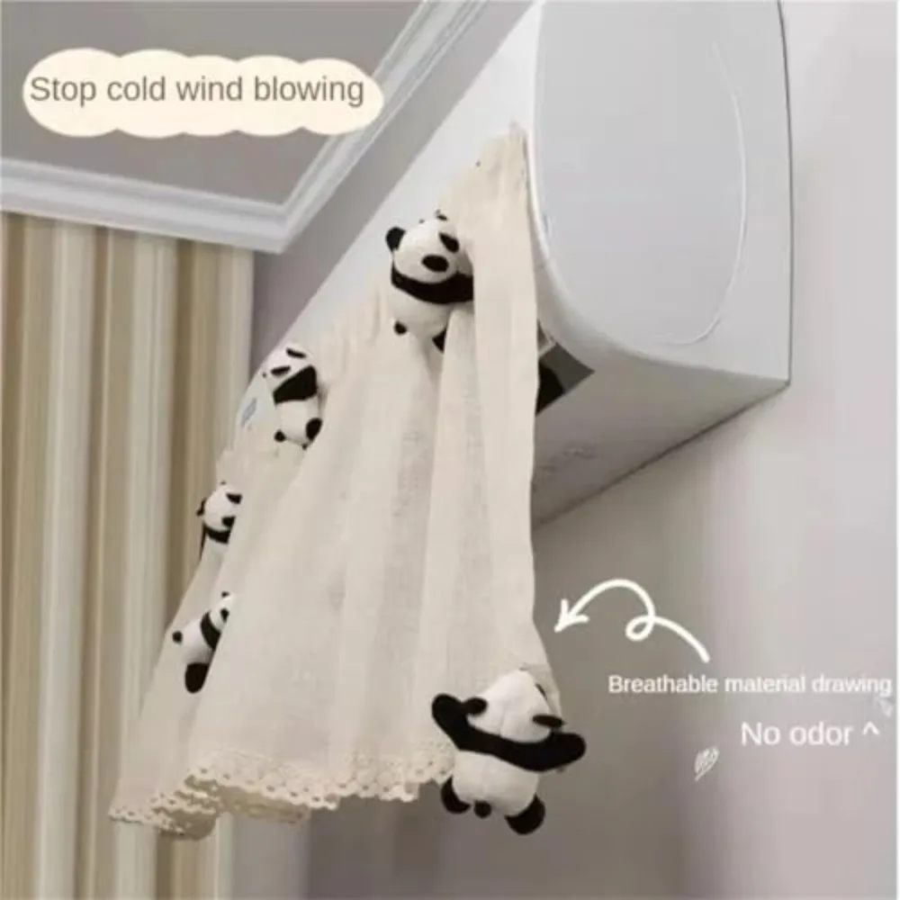 Linen Cotton Wind Shield Curtain Anti-direct Wind Hanging Design Anti Draft Cover Washable Hanging AC Curtain