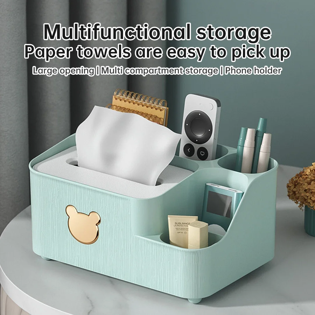 Tissue Storage Box Living Room Desktop Storage Multi-function Storage Box