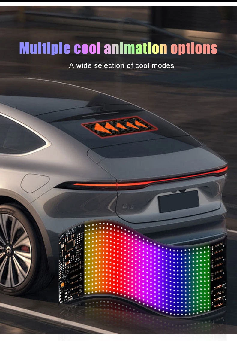 

Новый гибкий LED-дисплей 2026 года с Bluetooth и управлением через приложение для автомобильной рекламы, умный полноцветный мягкий экран-наклейка для автомобиля, для задней части автомобиля