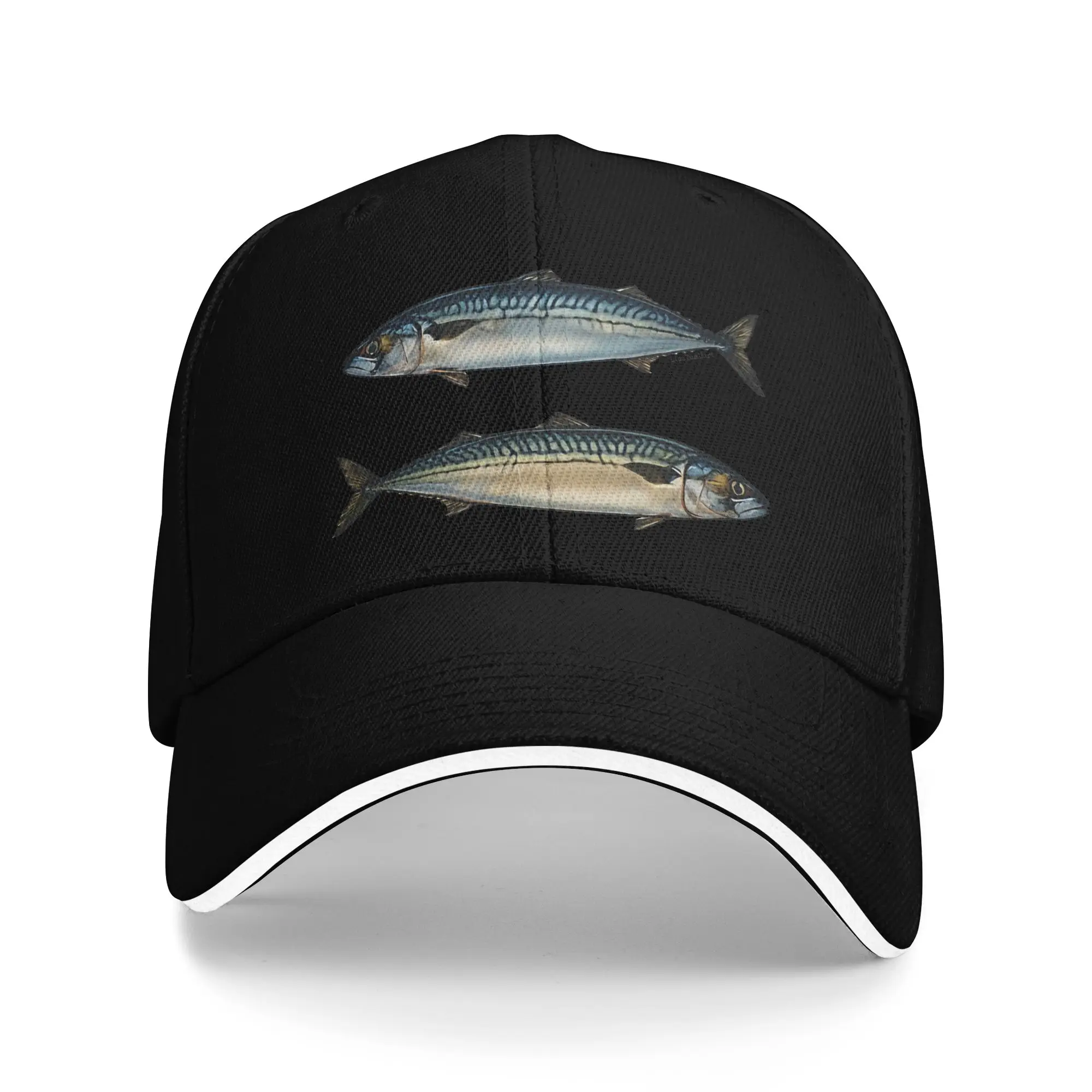 Atlantic Mackerel Pair Clean Marine Illustration Minimalist Naturalist Style Sun Baseball Cap Trucker Hat For Men Baseball Caps