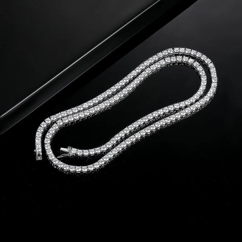 Sgarit Manufacturers Stock 3mm 4mm 5mm 6.5mm S925 Silver Zircon Single Row Tennis Bracelet Hip Hop Necklace