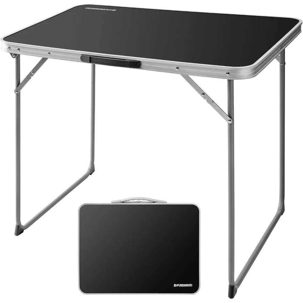 

Small Lightweight Portable Folding Table Foldable with Handle for Outdoor Camp Picnic Beach, Easy Setup, Black_31.5" Lx23.6 W
