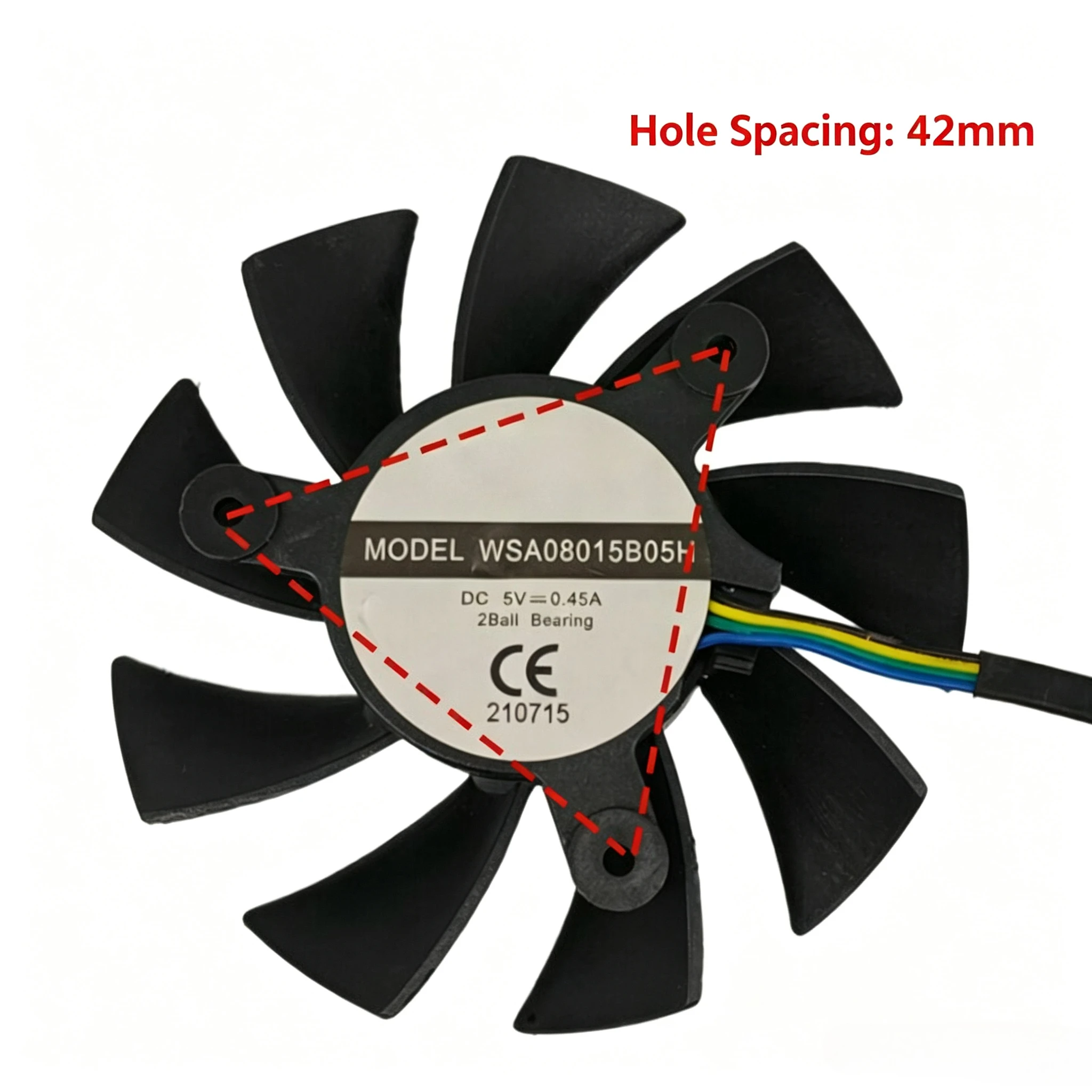 Silent Fan Model WSA08015B05H, 7.5cm Diameter, 5V, Mounting Hole Spacing 42mm, for OPS All-in-One Teaching Machines