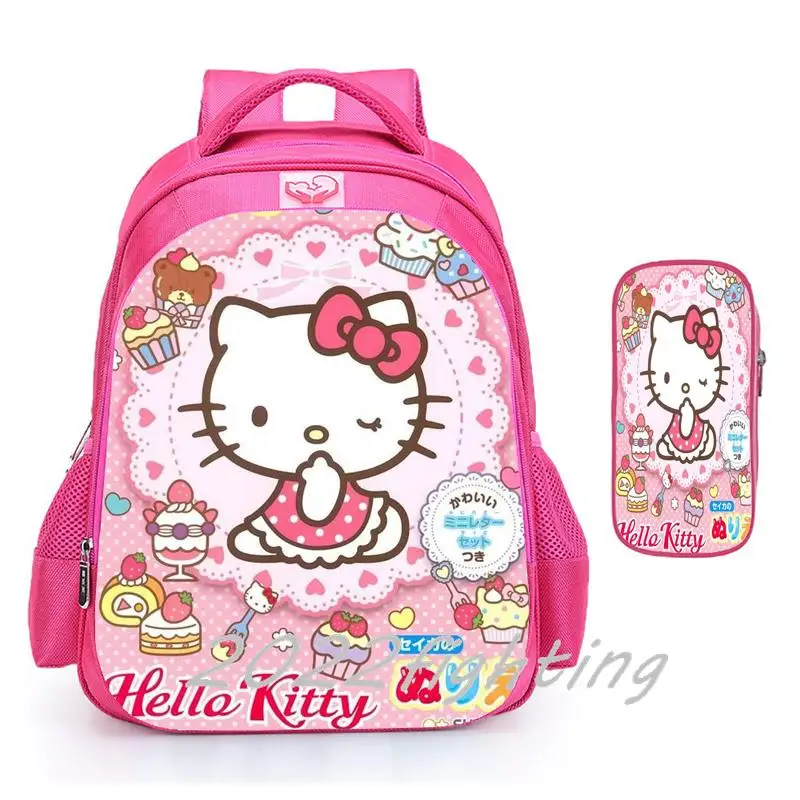 

MINISO Hello Kitty Schoolbag Primary School Students Grades 1-3 Backpacks Kindergarten Large Class Children Girls Mochilas