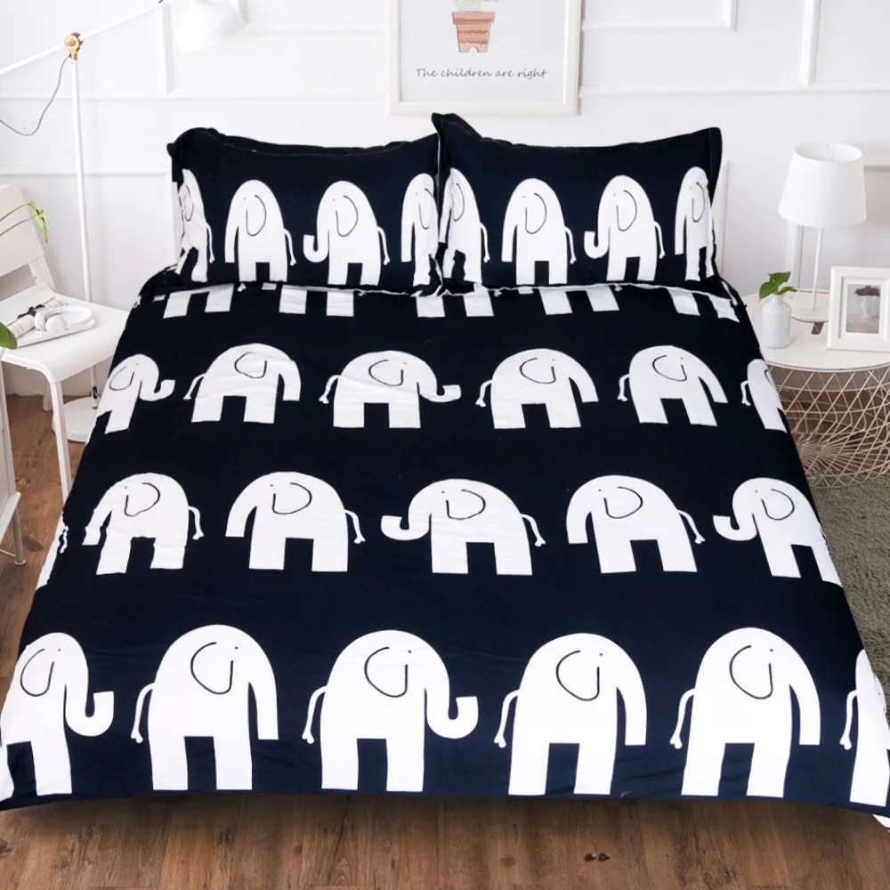 

3D Duvet Cover Sets Indian Elephant Bedding Set Black White Ropa De Cama King Size Animal Bohemian Bedding 228x228 Bed Linen