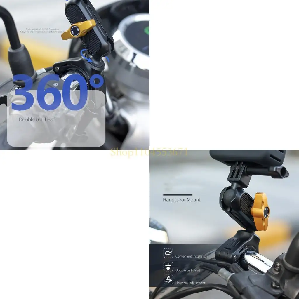 Best Seller Action Camera Bar Holder with Textured Contact Surfaces, Aluminum and ABS Body, Articulating Position Control, and