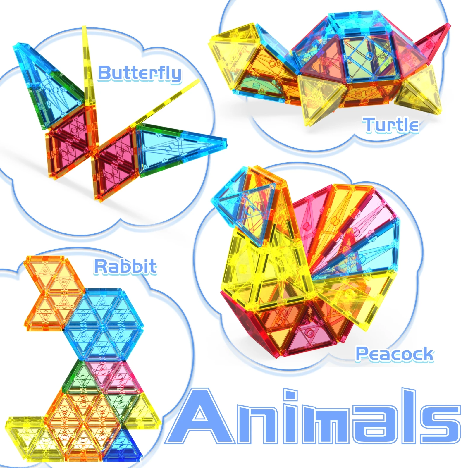 56 قطعة مجموعة البلاط المغناطيسي اللبنات التعليمية للأطفال الإبداعية DIY لعبة البناء غير سامة ABS البلاستيك