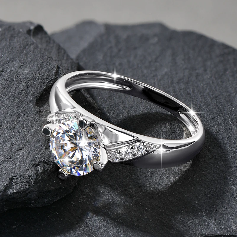 14K Vergoldeter CZ Labor-Diamant Versprechen-Ring 7mm Rundschliff Kubischer Zirkonia Hochzeits-Verlobungsringe für Frauen – Detail 14