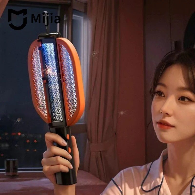  Foldable Electric Mosquito Swatter Killer Light Rechargeable Mosquito Swatter Summer Mosquito Trap Racket Anti Insect Bug