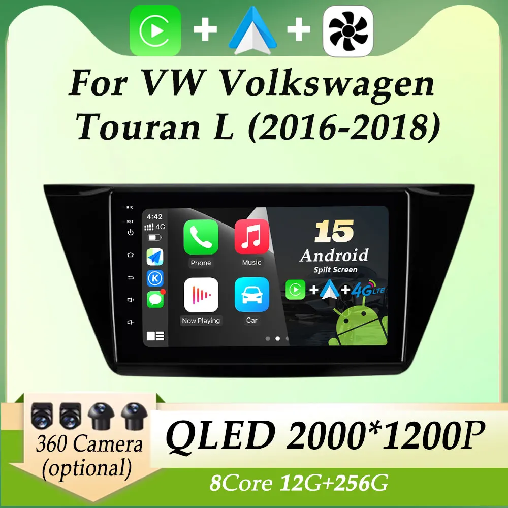 

Car Radio Video Audio Multimedia Player Carplay for VW Volkswagen Touran L 2016 - 2018 GPS Navigation Split Screen QLED Screen