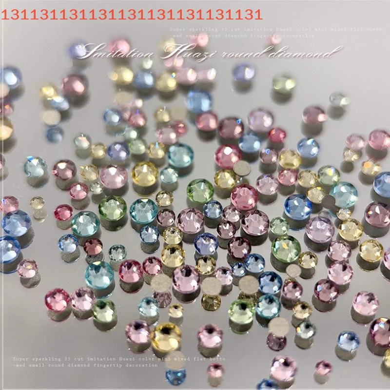 100PCS Sparkle Glitter Bunte Mini Nagel Kristall Diamanten Runde Flachen Boden Nail art Strass Dekoration Maniküre Charms
