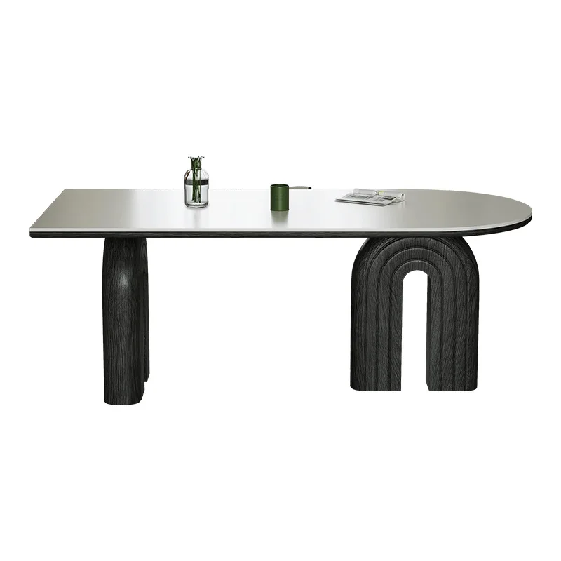 

Solid wood rock slab dining table and chairs, Italian light luxury high-end sense, minimalist