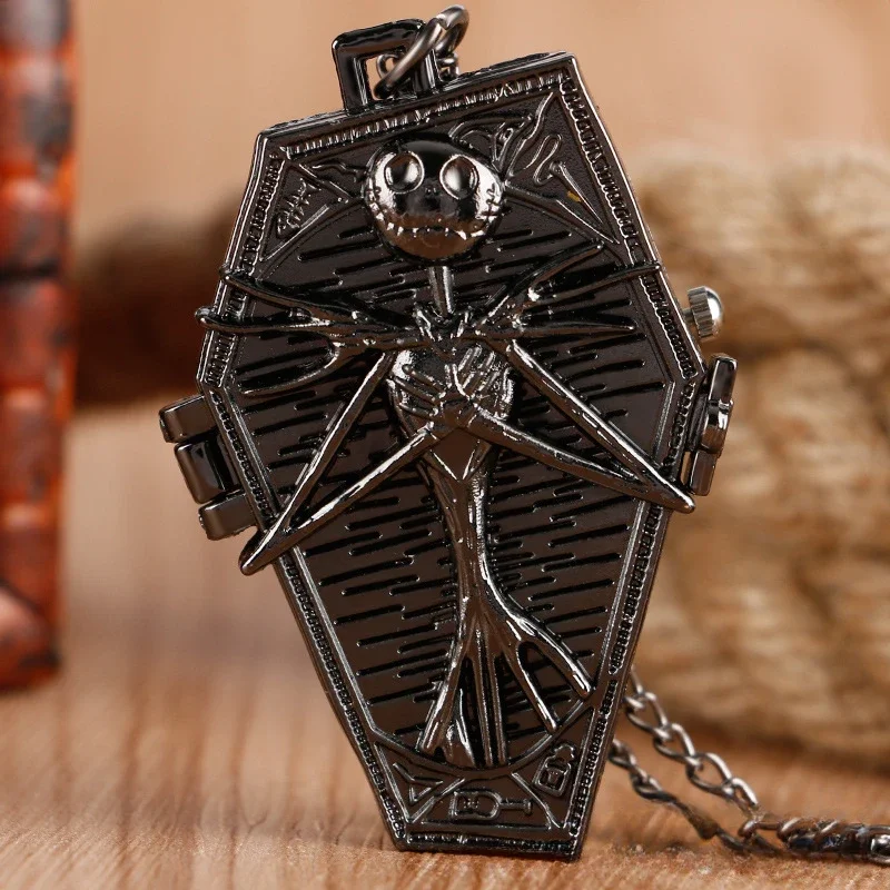 Reloj de Bolsillo de Cuarzo con Cadena de Collar de Jack Skellington de Pesadilla Antes de Navidad, Regalo de Halloween