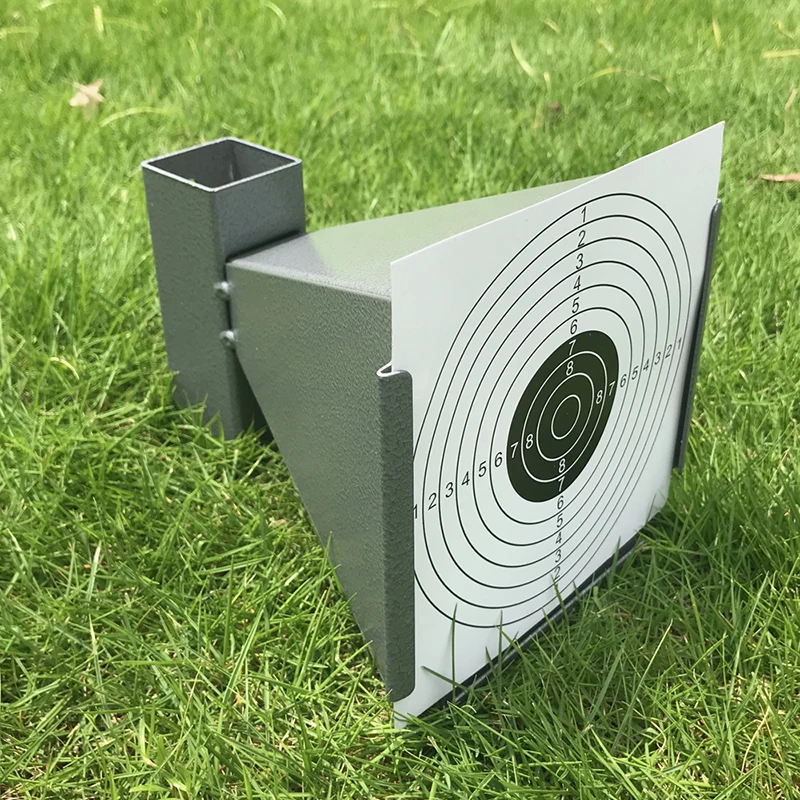 Gray Pellet Trap Funnel Shape Bullets Collector with Paper Targets Airsoft and Pellet Gun Shooting Outdoor Indoor Sports