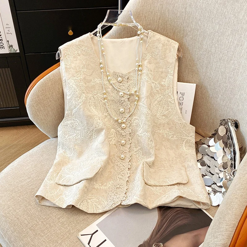 

Новый китайский женский жилет из хлопка и льна с национальной вышивкой, топ Jiaoguang Tang, костюм Bal Summer irt