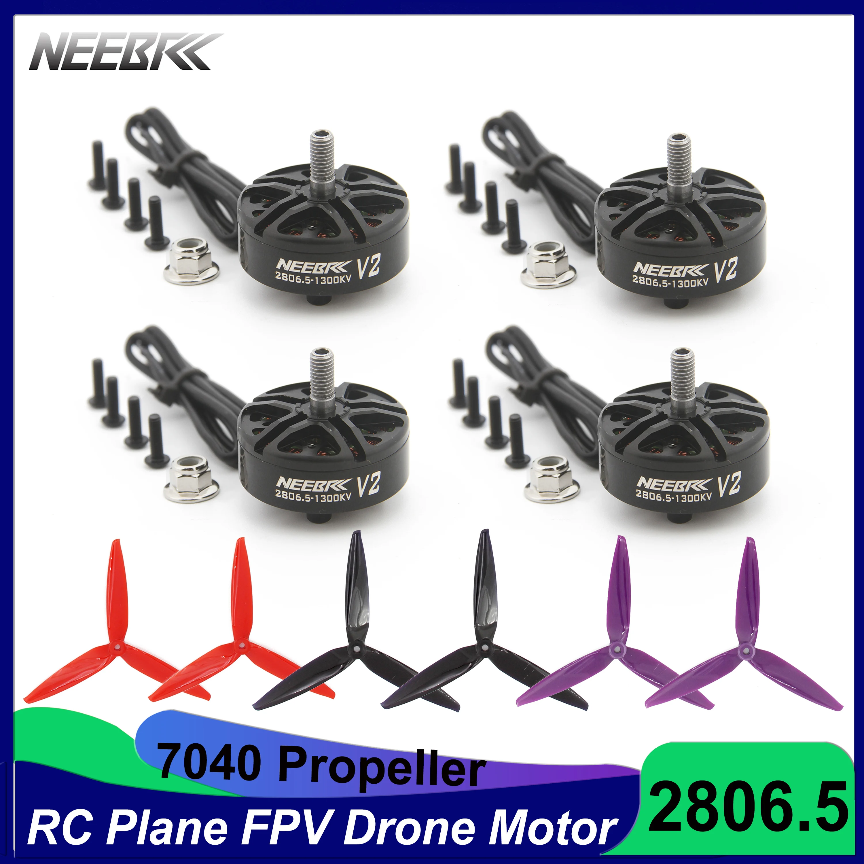 2806.5 1300KV Brushless Motor 7040 3-Blade Propeller for APEX Mark4 Mark5 XL5 6/7/10inch FPV Racing Drone Freestyle Long Range