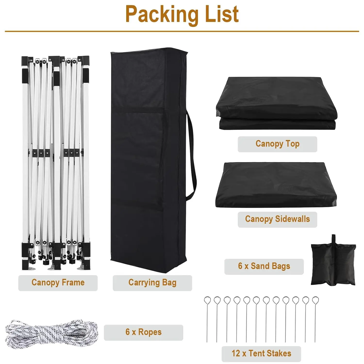 10x20 Black Pop Up Canopy Outdoor Party Tent with 6 Sidewalls, Wedding Party Tent Outdoor Waterproof UV50 Canopy, Customized view 5