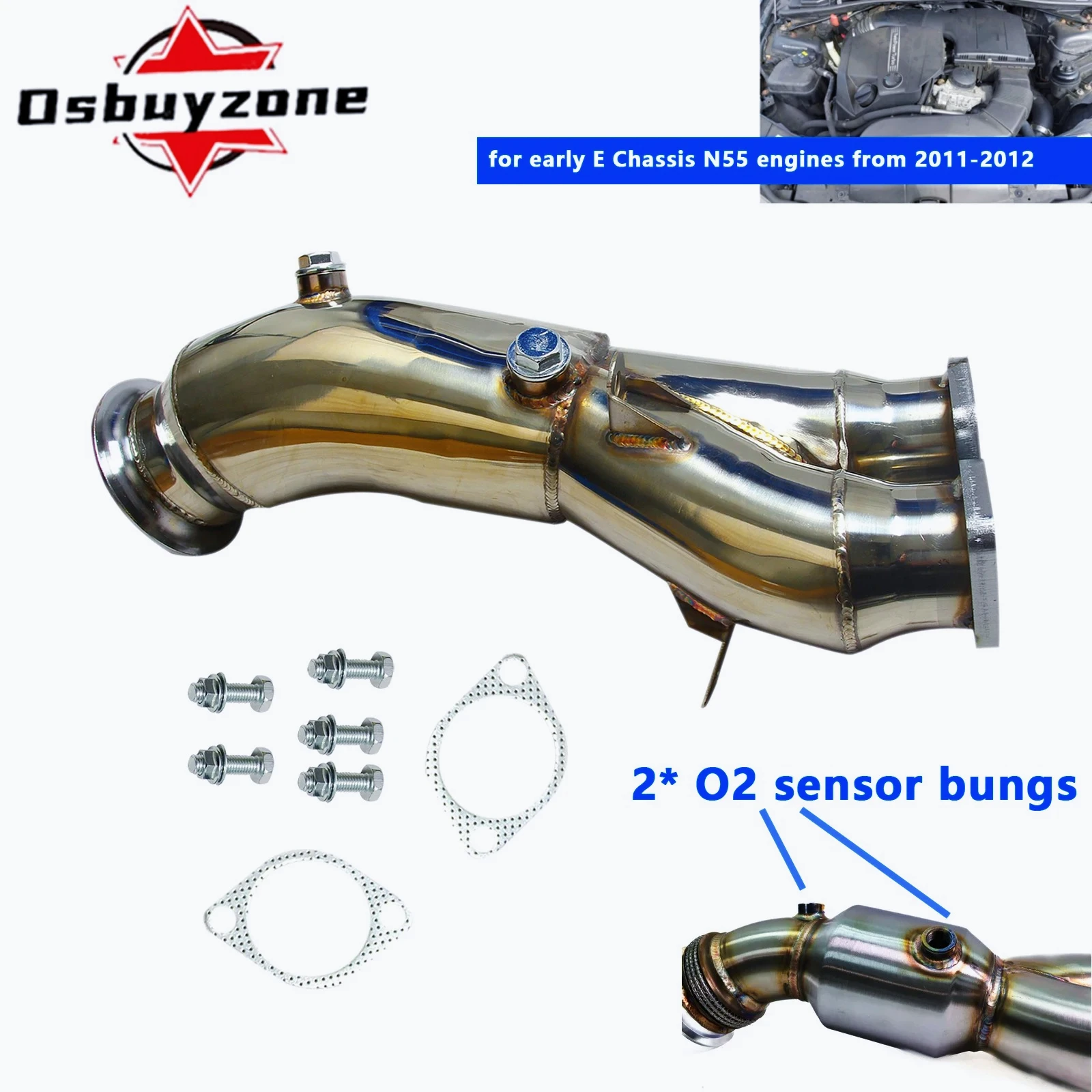 

AQ-exhasut Downpipe For BMW E82 135I 335i N55 E-SERIES E90 E91 E92 E93 2011-2012
