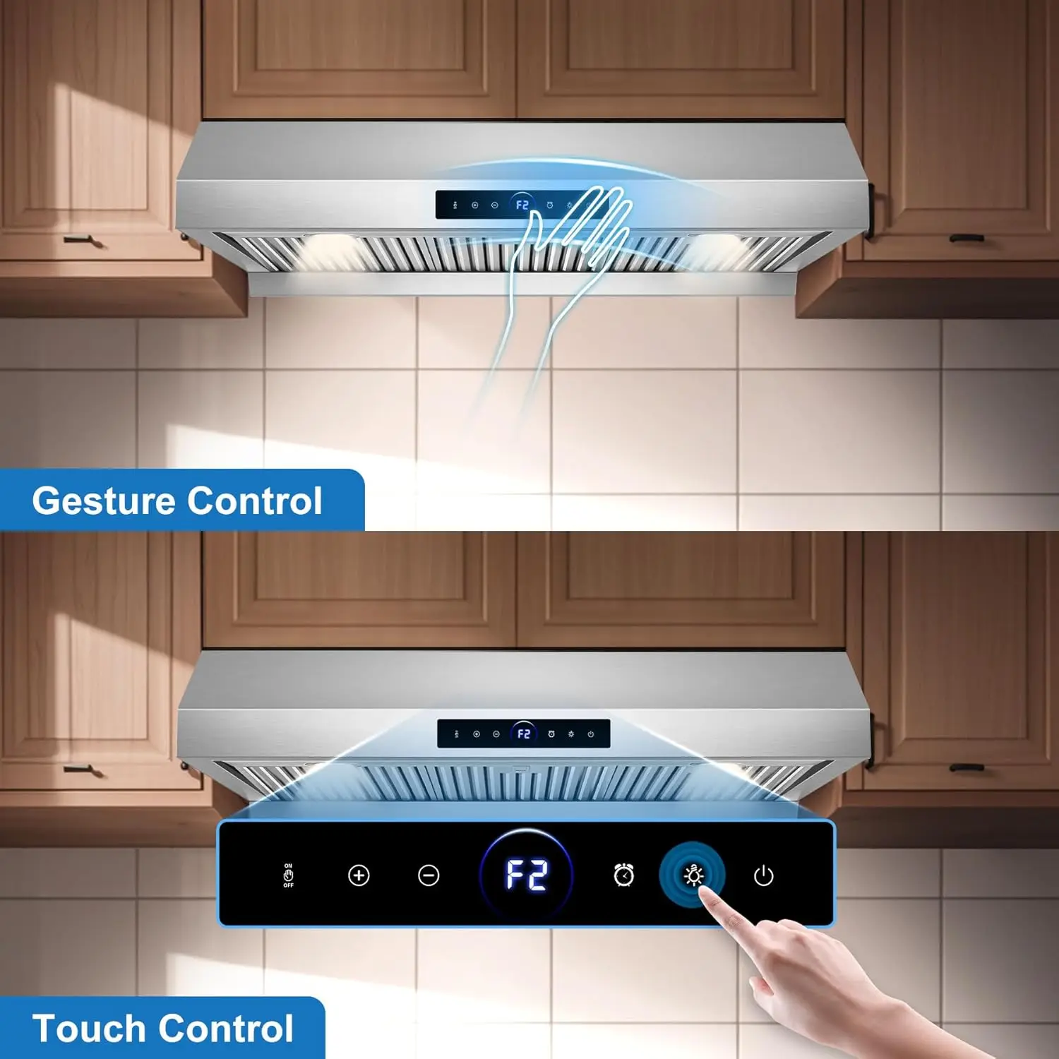 36 بوصة تحت الخزانة ران هود 1200 CFM مع 4 سرعات استشعار قوي التحكم باللمس الفولاذ المقاوم للصدأ موقد المطبخ تنفيس اغطية مع 2