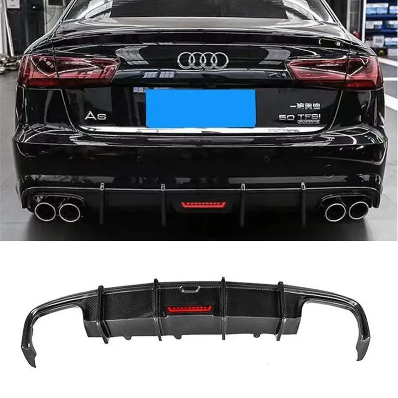 

For Audi A6 S Line S6 C7.5 2015 2016 2017 Real Carbon Fiber Rear Diffuser Kit Lip Spoiler High Quality Refits Splitters