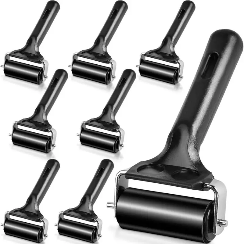 AC88-8Pcs Brayer Roller,Rubber Brayer Rollers For Crafting,Vinyl Roller Paint Brush For Gluing Printing Inking, Painting Tool