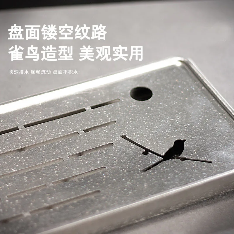 Round/Rectangular Pure Titanium Tea Tray, Antibacterial and Anti-mold, Lightweight,High-end Tea Set,Portable Outdoor Travel Tray