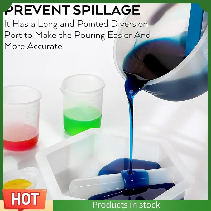 Intuitive Large Silicone Resin Measuring Cups Tool Set - Reusable 600Ml & 100Ml Measure Cup, Silicone Stir Sticks Pipettes, Easy