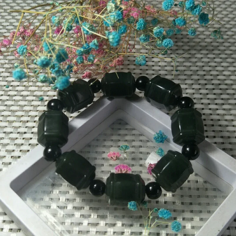 Natural Hetian Jade Hand Carving Jade Bracelet Jewelry Lucky Exorcise Evil Spirits Safet  Amulet Fine Jade Jewelry Bracelet