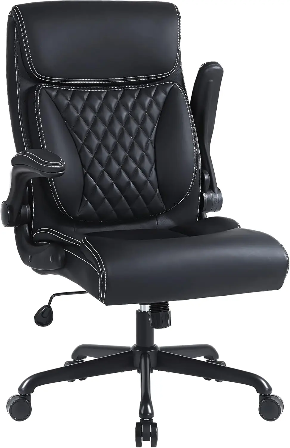 

Executive Office Chair, Ergonomic PU Leather Computer Desk Chair with Lumbar Support, Flip-up Armrests and Adjustable Height