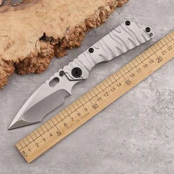 D2 Steel Titanium Alloy Handle Folding Knife Outdoor Camping Survival High Hardness Portable Self Defense Tool