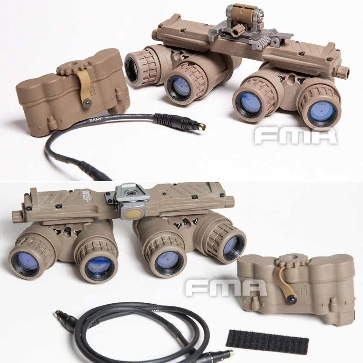 FMA Dummy NVG GPNVG18 ANVIS Night Vision Model versione CAG / BNVS + scatola batteria funzionale con filo TB1289