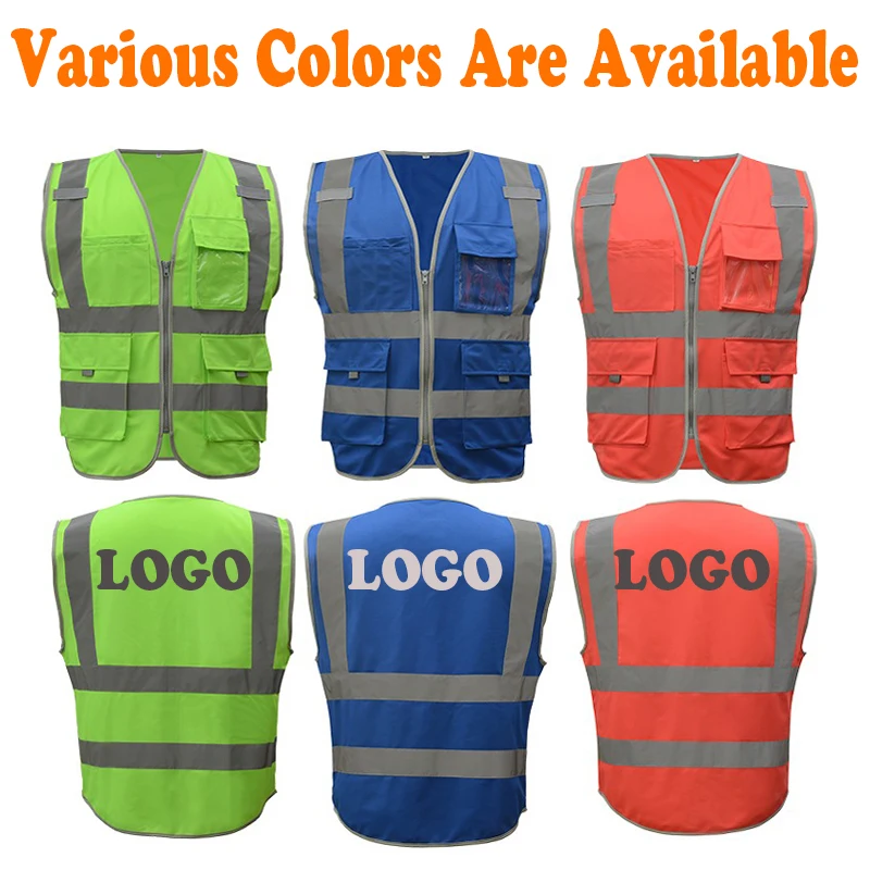 ANSI 107 2010 ENISO 20471 Safety Reflective Waistcoat Working Vests with Reflective Tape Polyester Fluorescent Fabric Gilet